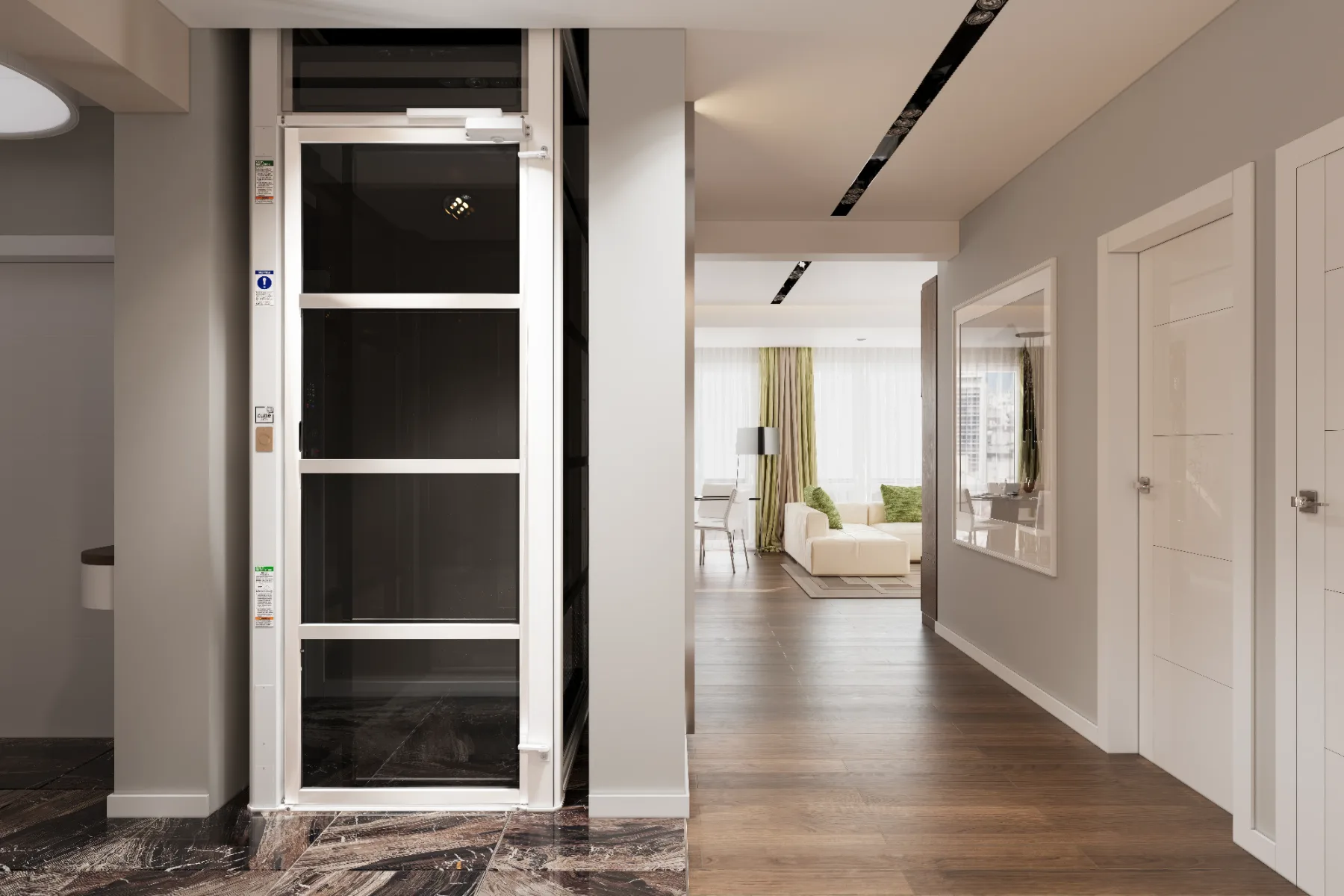 The Cube installed in a modern hallway